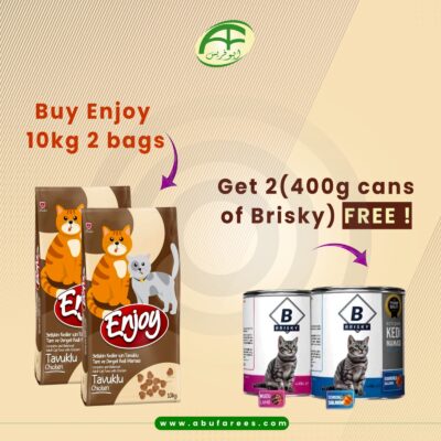 Buy 10kg of Enjoy (2 bags) and get 2 Brisky 400g cans FREE