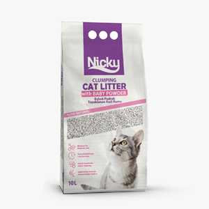 Nicky Baby Powder Scented Cat Litter – 10L